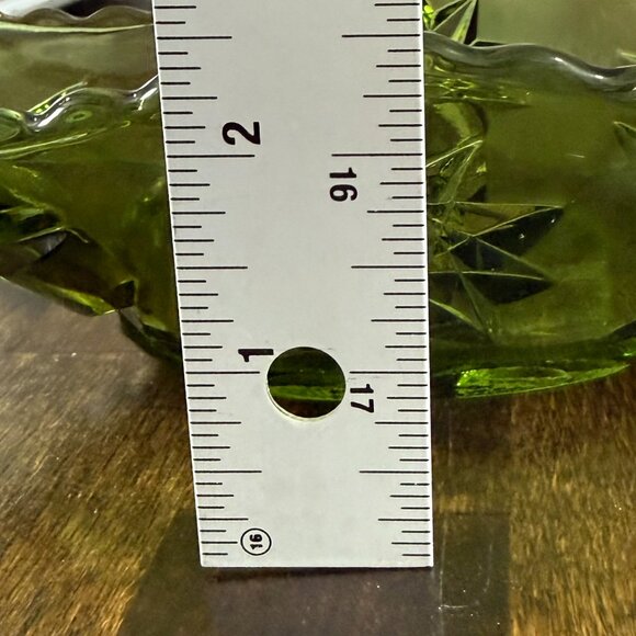 VINTAGE Anchor Hocking Green EAPC/Star of David Small Boat 9" Bowl - Picture 8 of 8